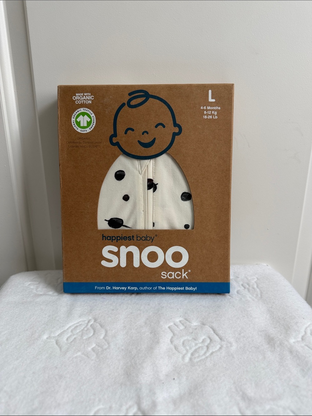 Happiest Baby Snoo Baby Sleep Sack Swaddle Organic Cotton Ivory Planets size L